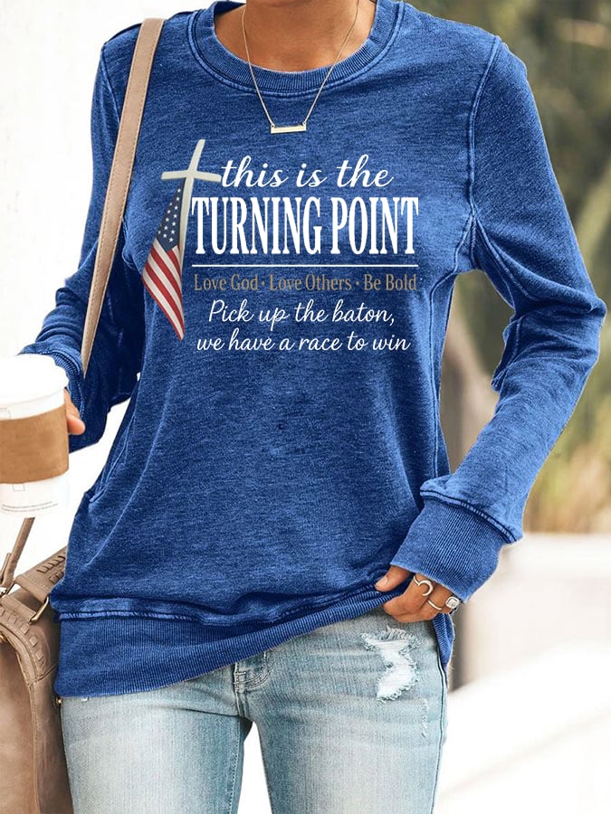 Women's This Is The Turning Point Print Round Neck Sweatshirt