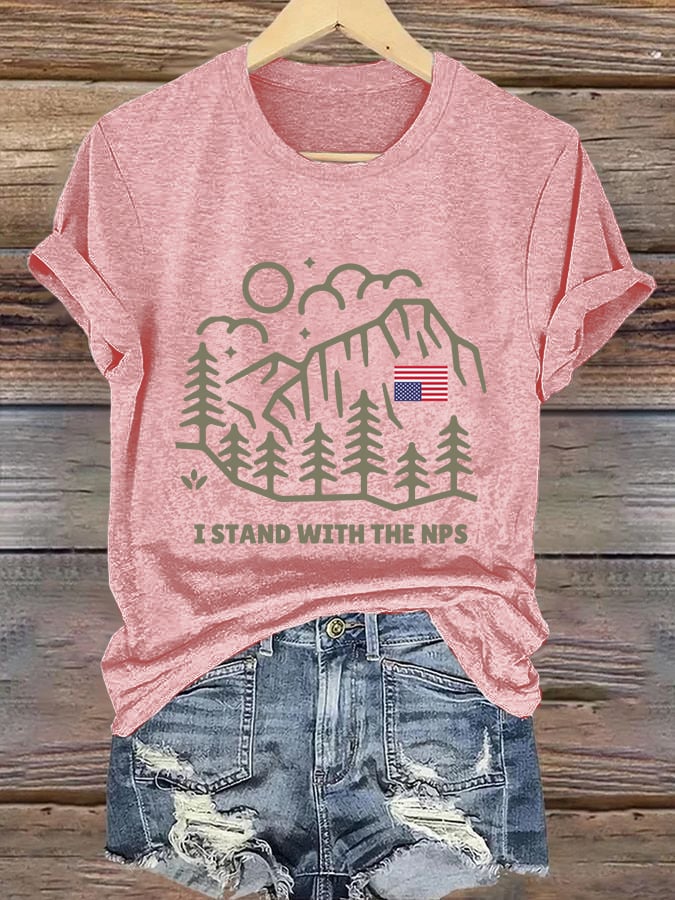 Retro I Stand With The NPS National Park Support Print T-Shirt