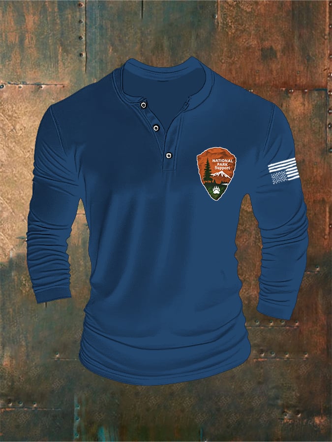 Retro Men's Protect Our National Parks Print Long Sleeve Top