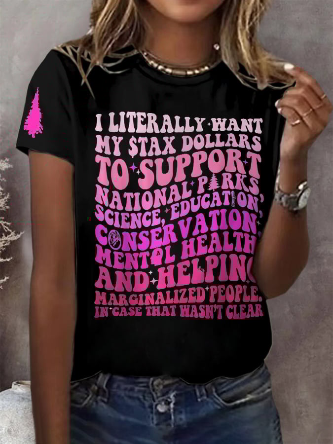 Women's Support National Parks Print Round Neck T-Shirt