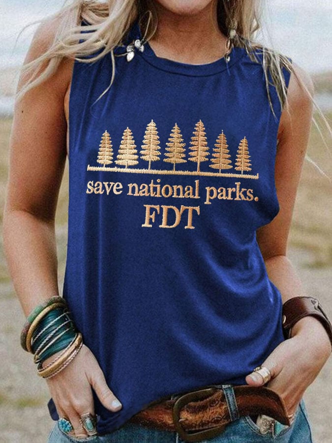 Women's Retro Save National Parks FDT Print Tank Top
