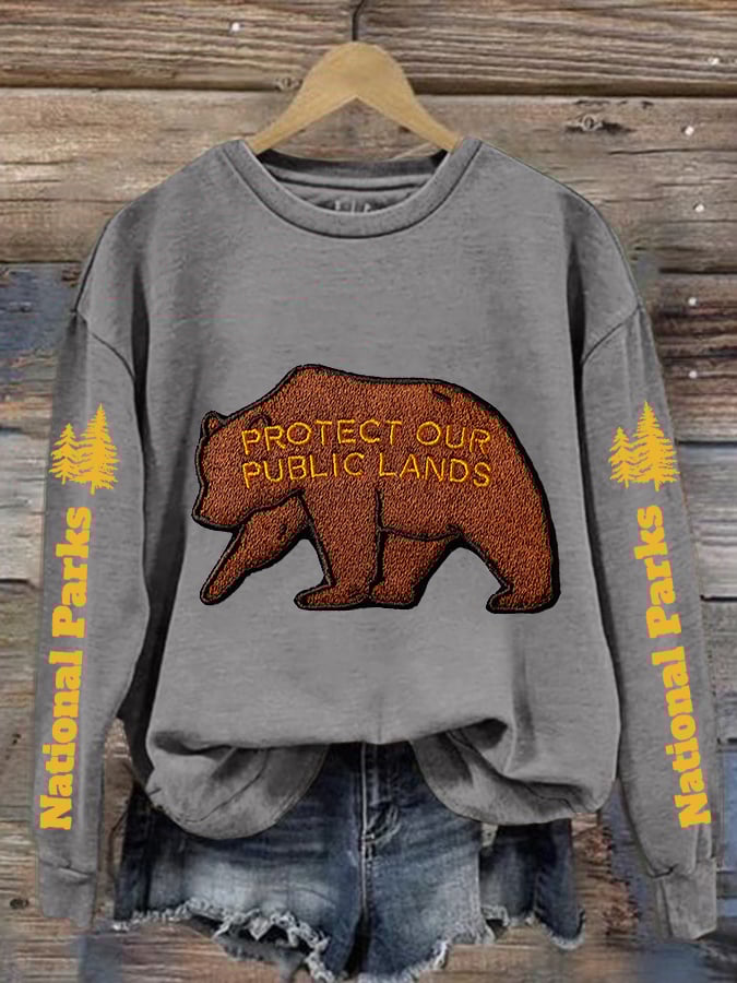 Women'S Protect Our Public Lands National Parks Print Sweatshirt