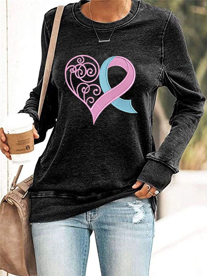 Women's Breast Cancer Awareness Print Sweatshirt