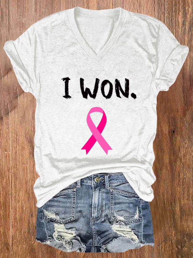 Women's Breast Cancer Survivor Printed Casual T-Shirt