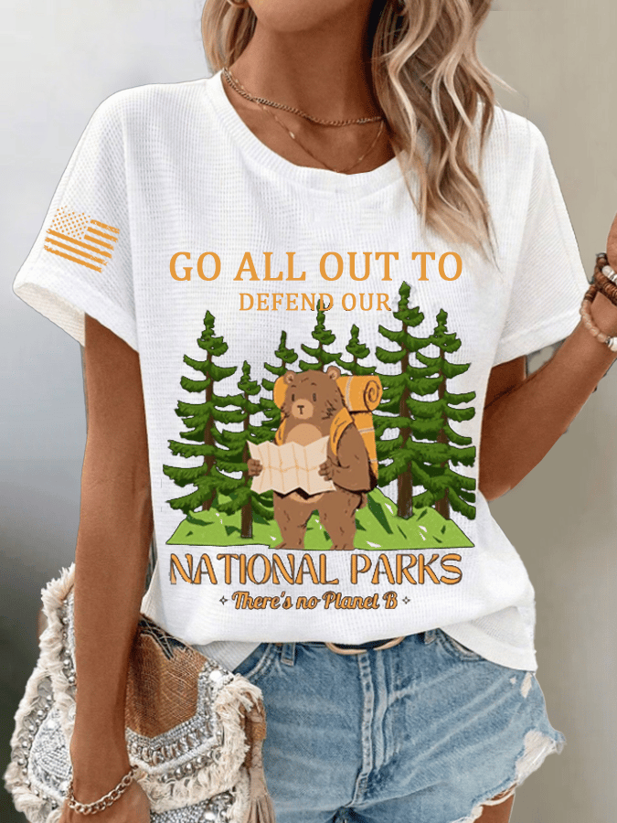 Women's Protect National Parks Waffle Crew Neck T-Shirt