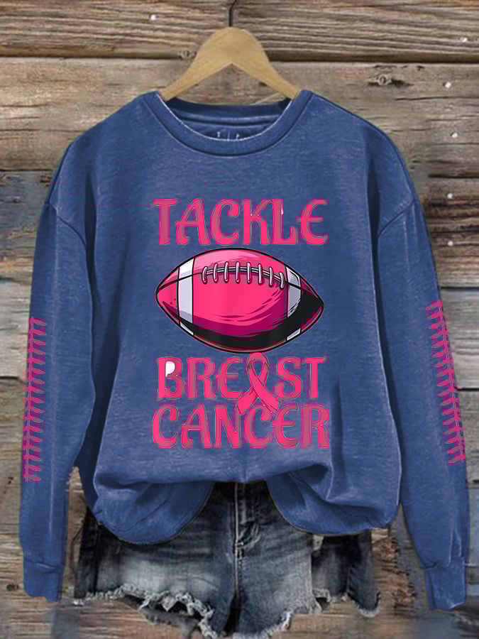 Breast Cancer Casual Print Long Sleeve Sweatshirt