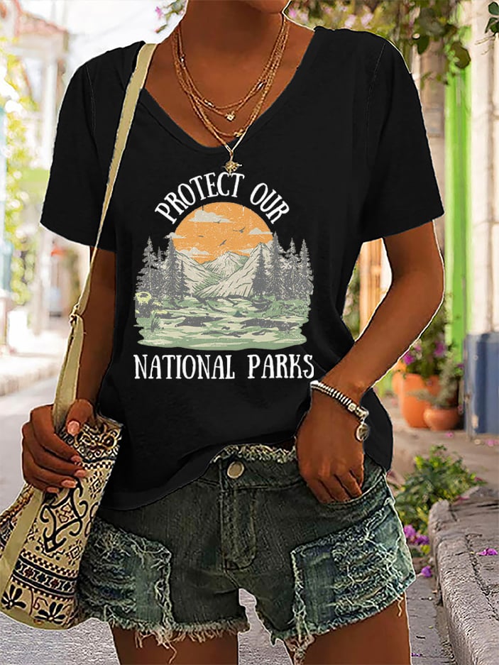 Women's Protect Our National Parks Printed Short-Sleeved T-Shirt