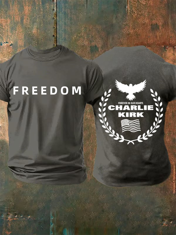 Men's Freedom American Flag Print Casuasl T-shirt