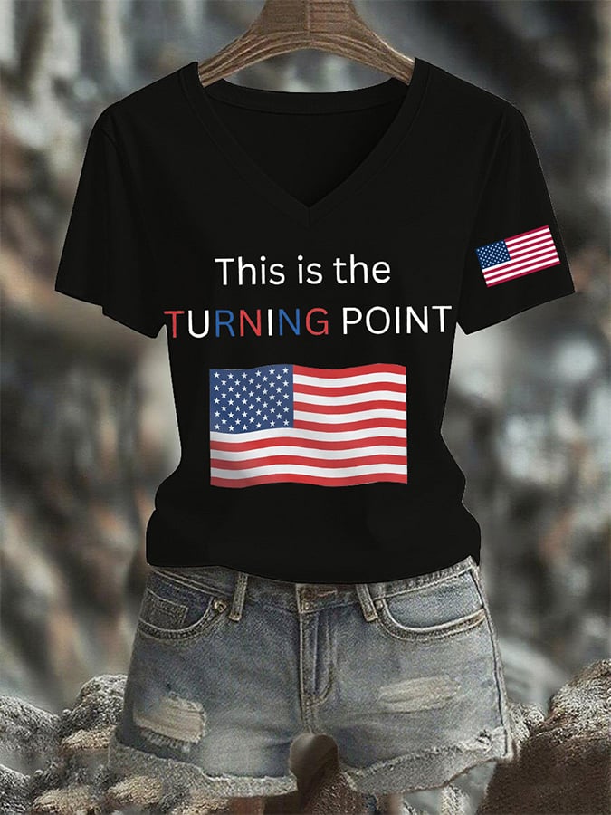 Women's This Is The Turning Print V Neck T-shirt