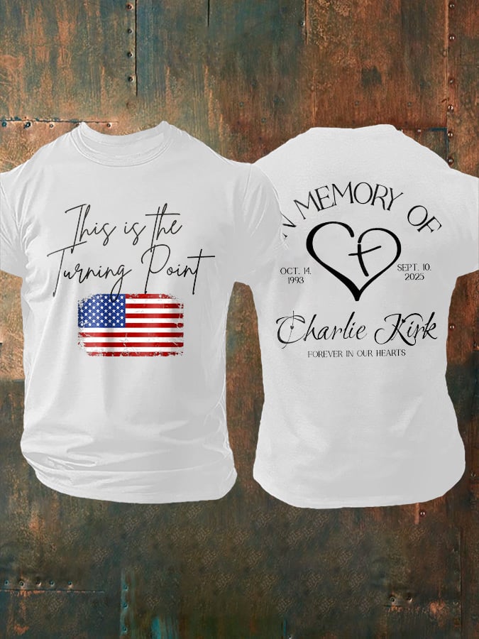 Men's Retro This Is The Turning Point In Memory Of Forever In Our Hearts Print T-Shirt