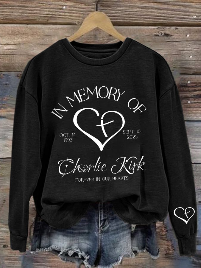 Retro Forever In Our Hearts Print Sweatshirt
