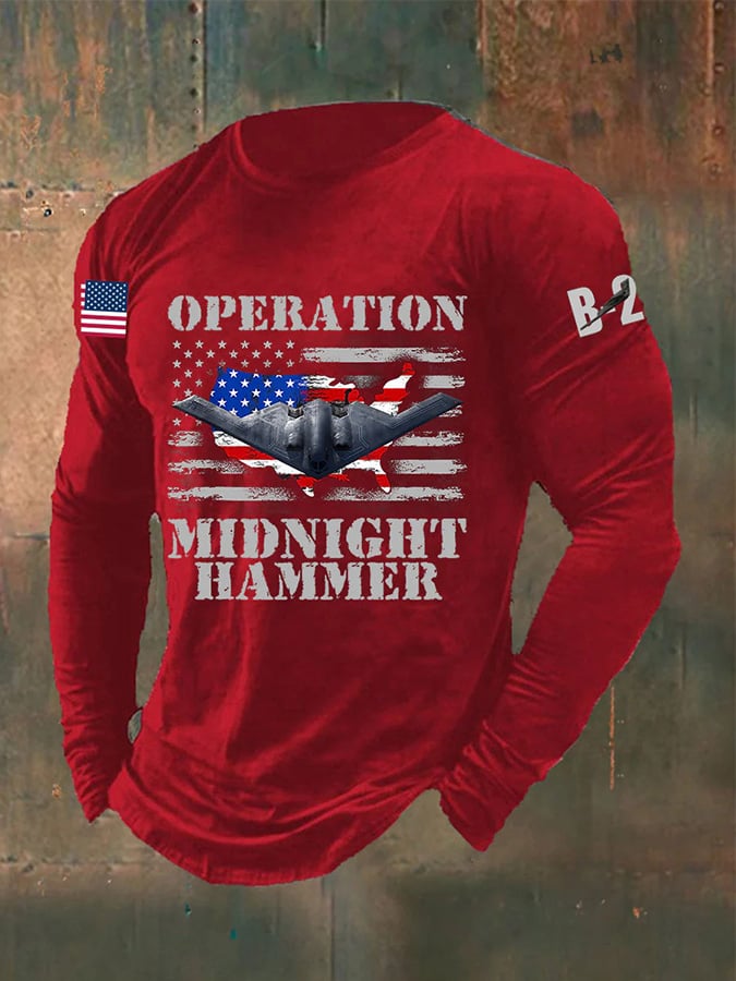 Men's Midnight Hammer Operation B-2 Spirit Print Long Sleeve Top