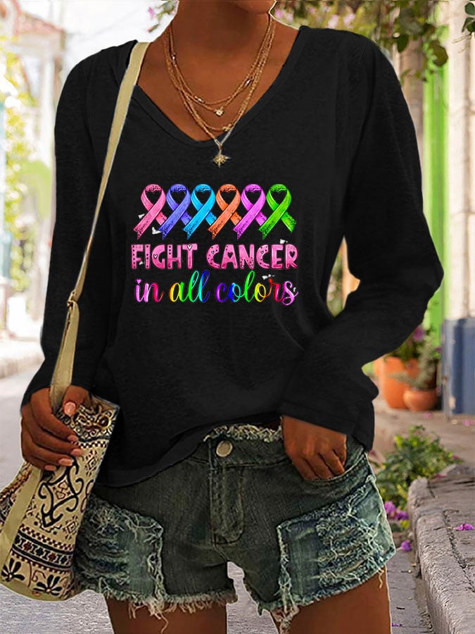 Breast Cancer Color Print T-Shirt