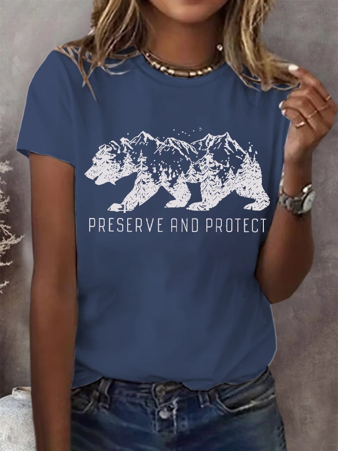Women's Preserve And Protect Print Round Neck T-Shirt