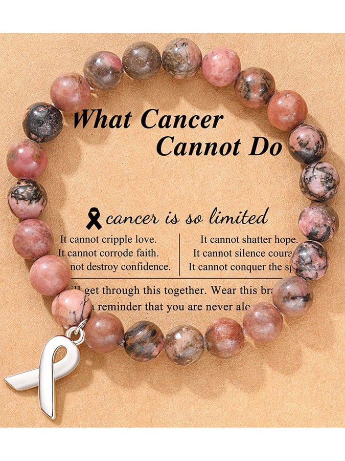 Women's Breast Cancer Awareness Ribbon Pendant Handmade Casual Bracelet