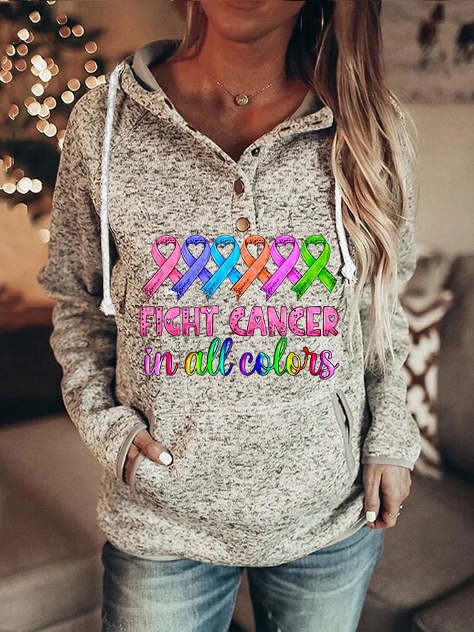 Breast Cancer Print Casual Sweatshirt