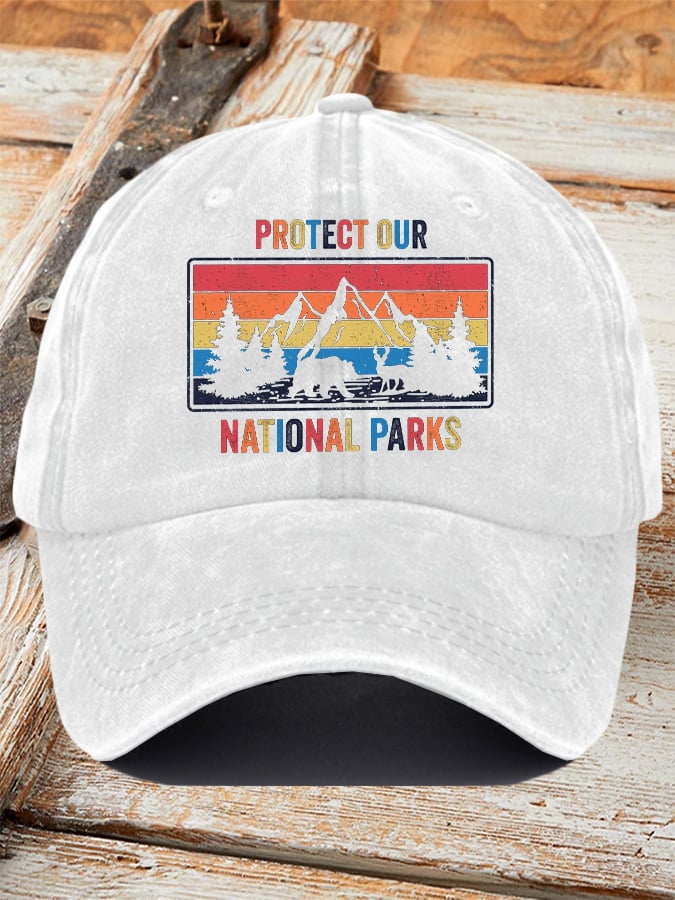 Retro Protect Our National Parks Printed Baseball Cap