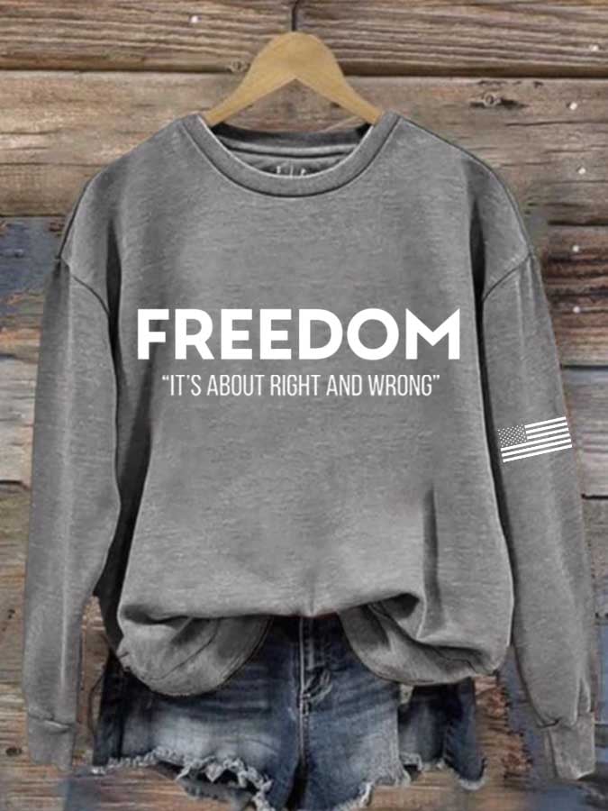 Women's Freedom American Flag Print Casual T-shirt