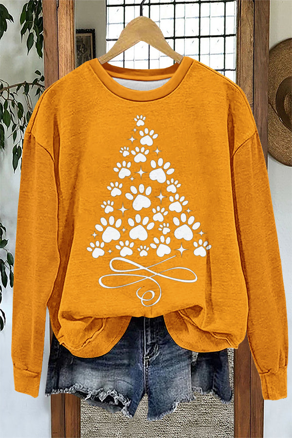 Unique Christmas Tree Gameday Paws Sweatshirt