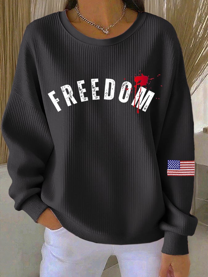 Women's Casual Freedom Faith Textured Sweatshirt