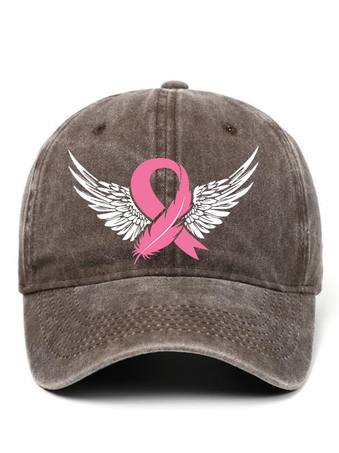 Breast Cancer Wings Print Baseball Cap