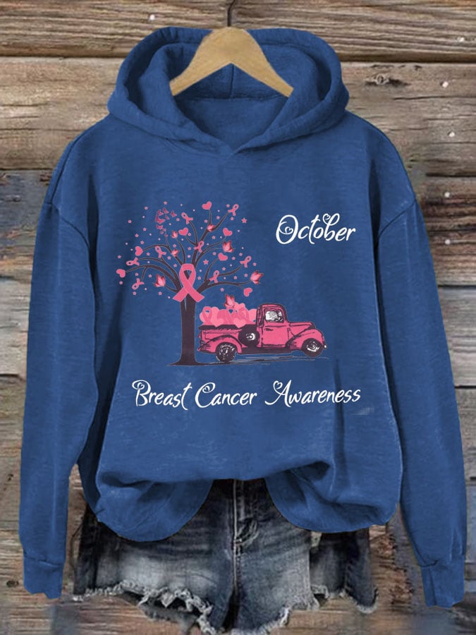 Women's October Breast Cancer Awareness Print Hoodie