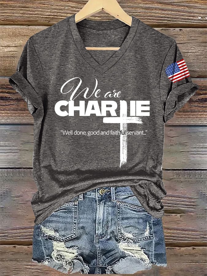 V-Neck Retro Well Done, Good And Faithful Servant Print T-Shirt