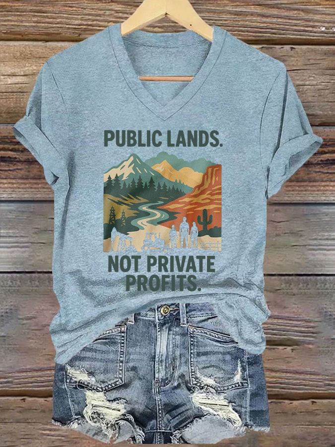 Women's Public Lands Not Private Profits Printed T-shirt