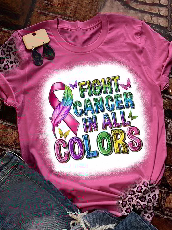 Women's Fight Cancer in All Colors Crewneck T-Shirt