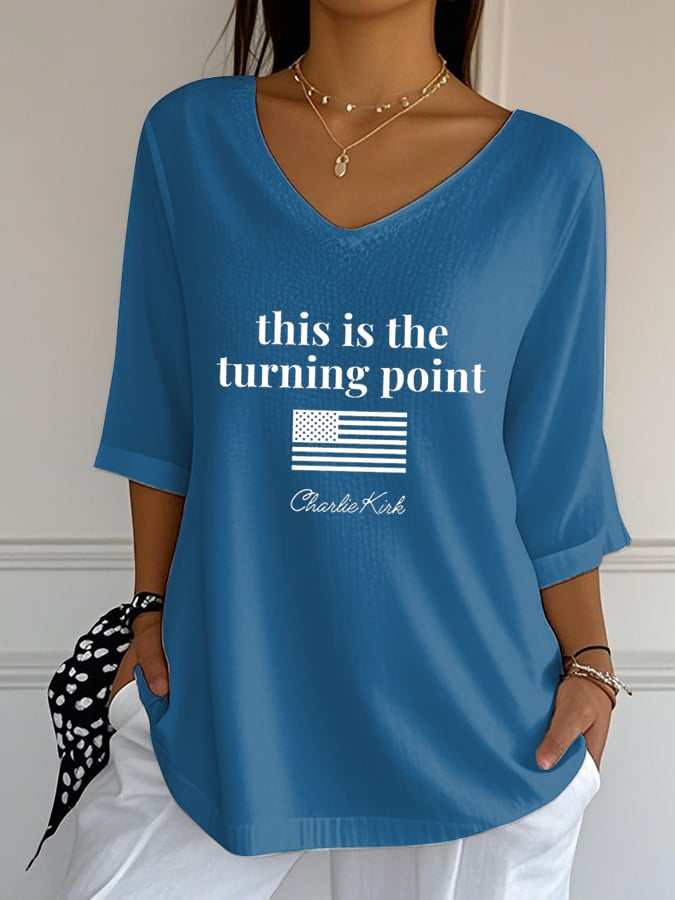 Women's Retro This Is The Turning Point Print T-Shirt