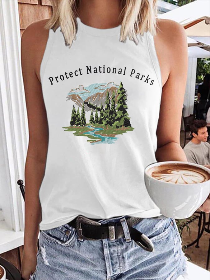 Women’s Retro Protect Our National Parks Print Tank Top