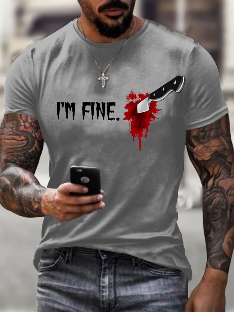 Men'S I'm Fine Print Casual T-Shirt