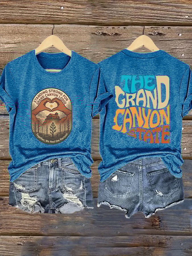 Retro Standing Strong For Grand Canyon Lodge Together, We Heal The Horizon .The Grand Canyon State Arizona Print T-Shirt