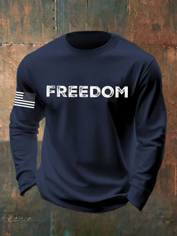 Men'S Casual Freedom Flag Print T-Shirt