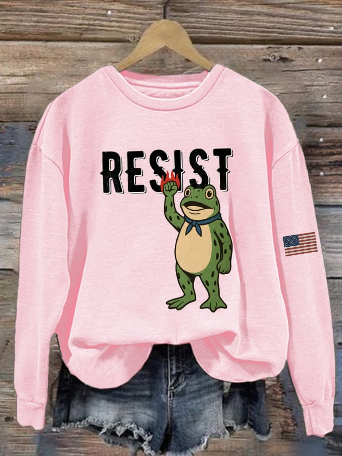 Women's Portland Frog Print Casual Sweatshirt