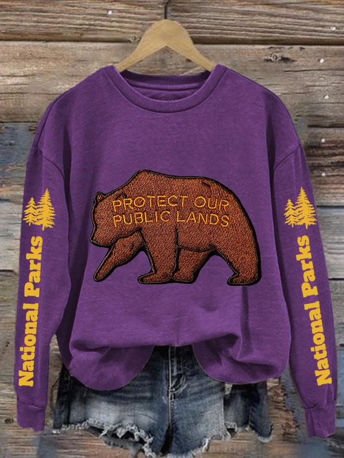 Women'S Protect Our Public Lands National Parks Print Sweatshirt