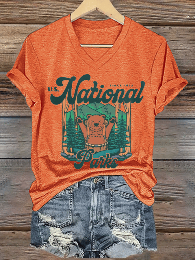 Women's Protect National Parks Print V-Neck T-Shirt