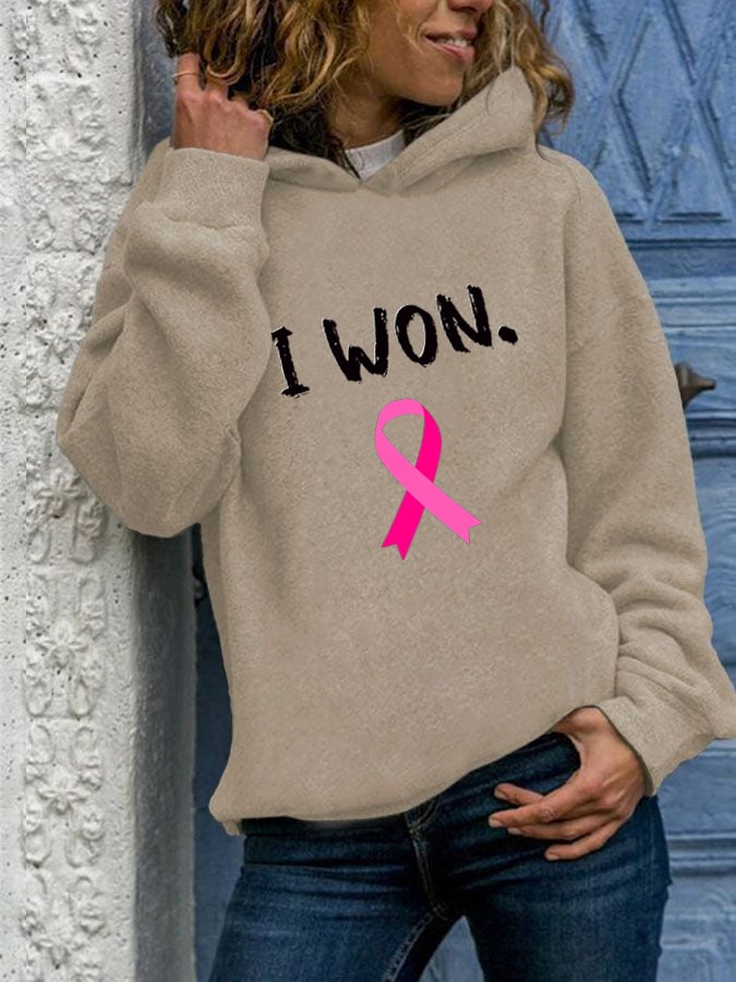 Women's Breast Cancer Survivor Casual Long Sleeve Hoodie