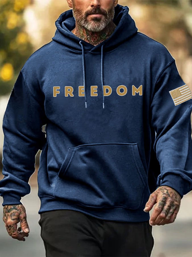 Men's Retro Freedom Print Hoodie