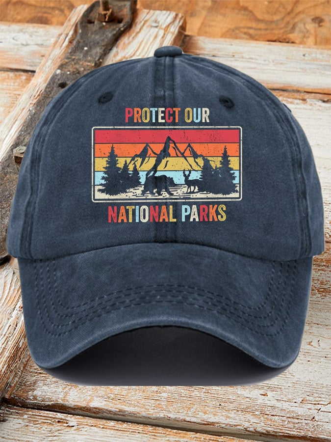 Retro Protect Our National Parks Printed Baseball Cap