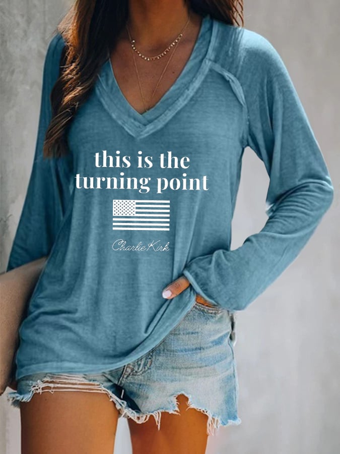Women's This Is The Turning Point Printed Casual Long Sleeve T-Shirt