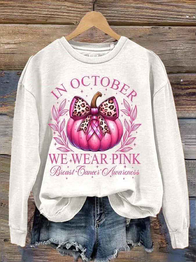 Women's Casual October We Wear Pink Pumpkin Sweatshirt