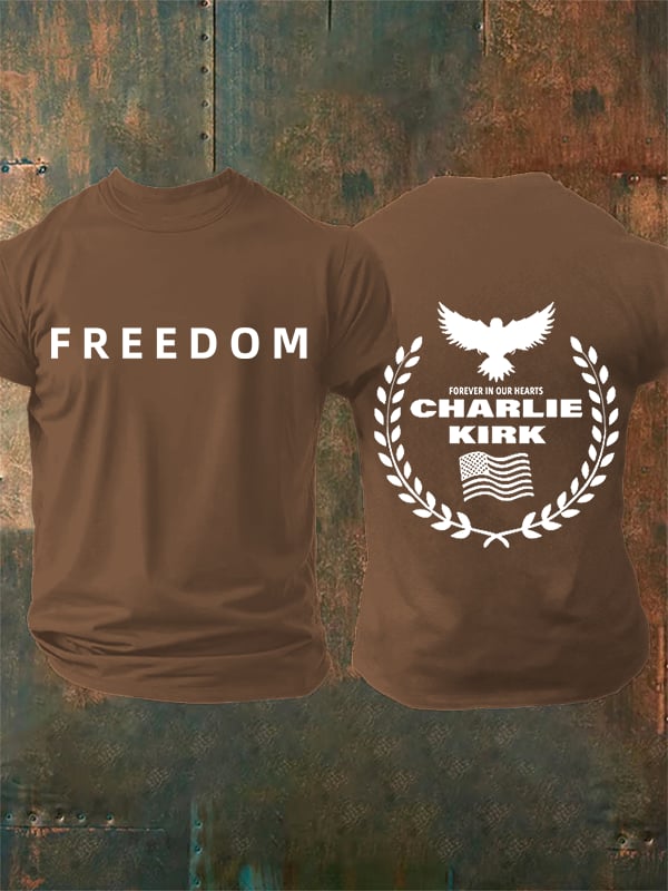 Men's Freedom American Flag Print Casuasl T-shirt