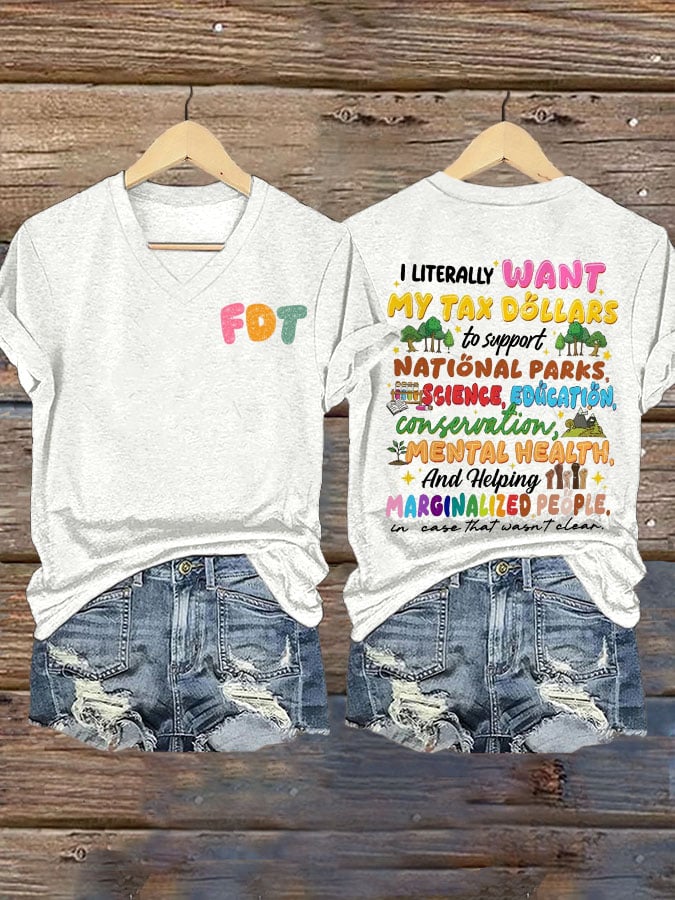 Women's Support National Parks Printed V Neck T-shirt