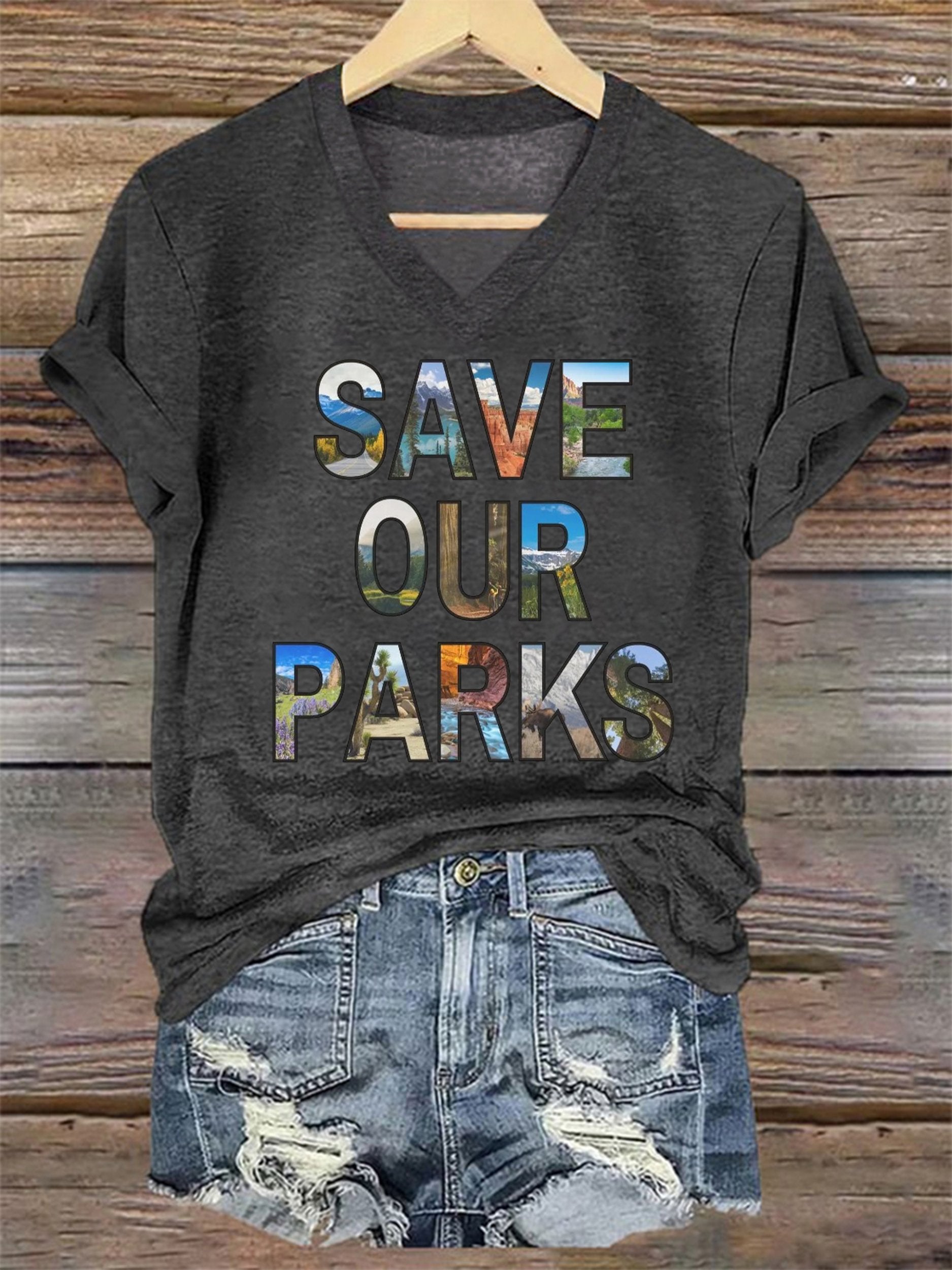 Women's Save Our Parks Printed Short-Sleeved T-Shirt