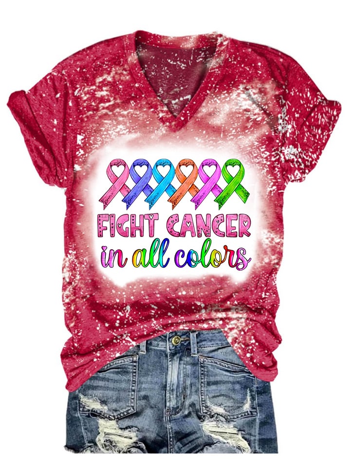 Breast Cancer Print Short Sleeve T-Shirt