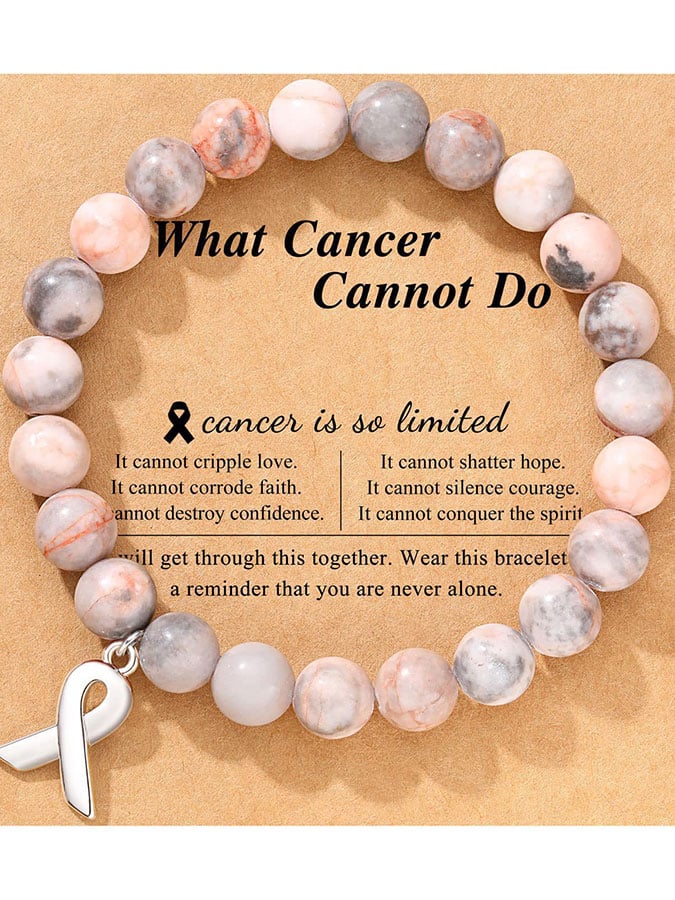 Women's Breast Cancer Awareness Ribbon Pendant Handmade Casual Bracelet