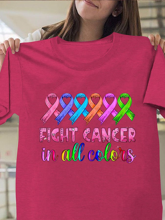 Breast Cancer Print Casual T-Shirt