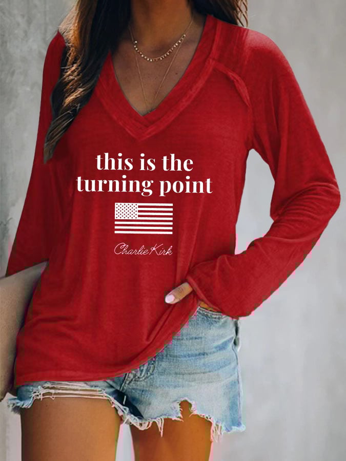 Women's This Is The Turning Point Printed Casual Long Sleeve T-Shirt