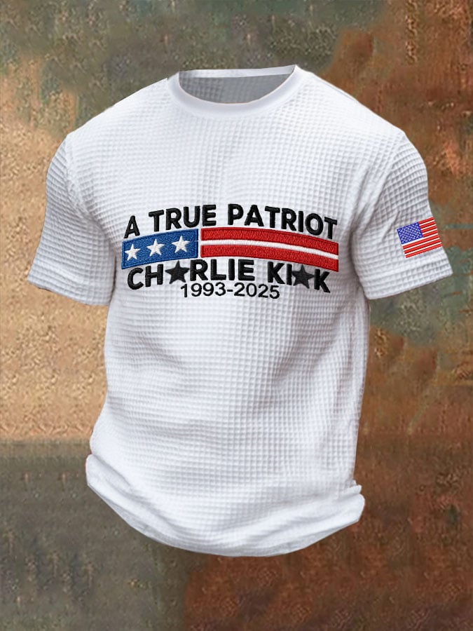 Men's Commemorative Leader A TRUE PATRIOT Waffle T-Shirt